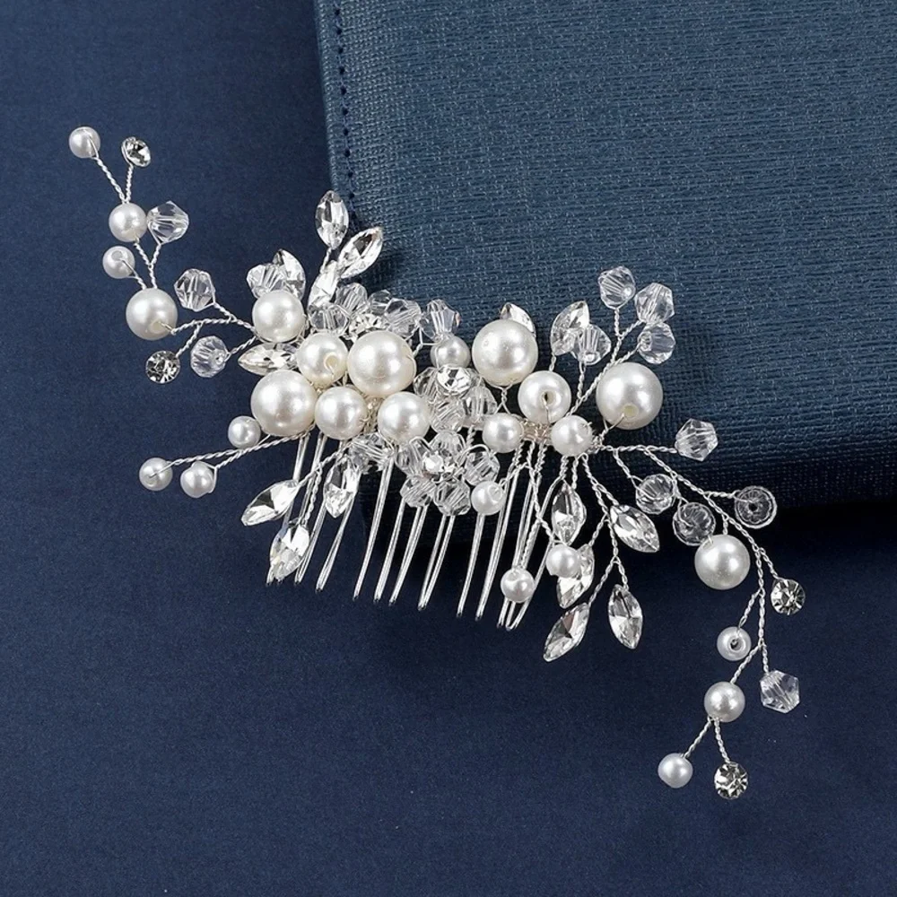 Elegant Silver and White Hair Comb
